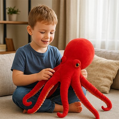 Peluche pieuvre | Réversible Émotions - Monde Enfant